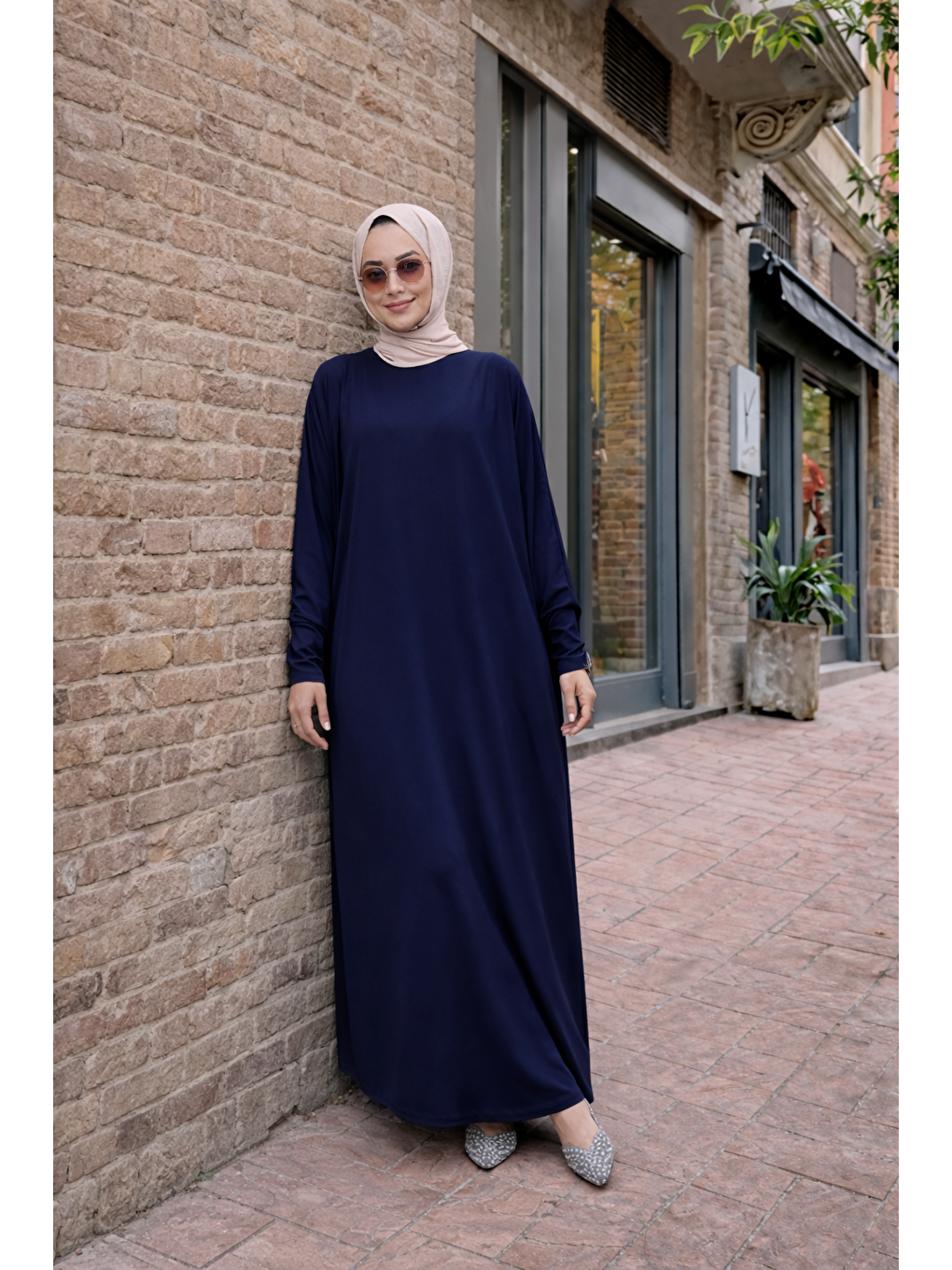 Kadın Premium Comfort Uzun Lacivert  Namaz Elbisesi-5