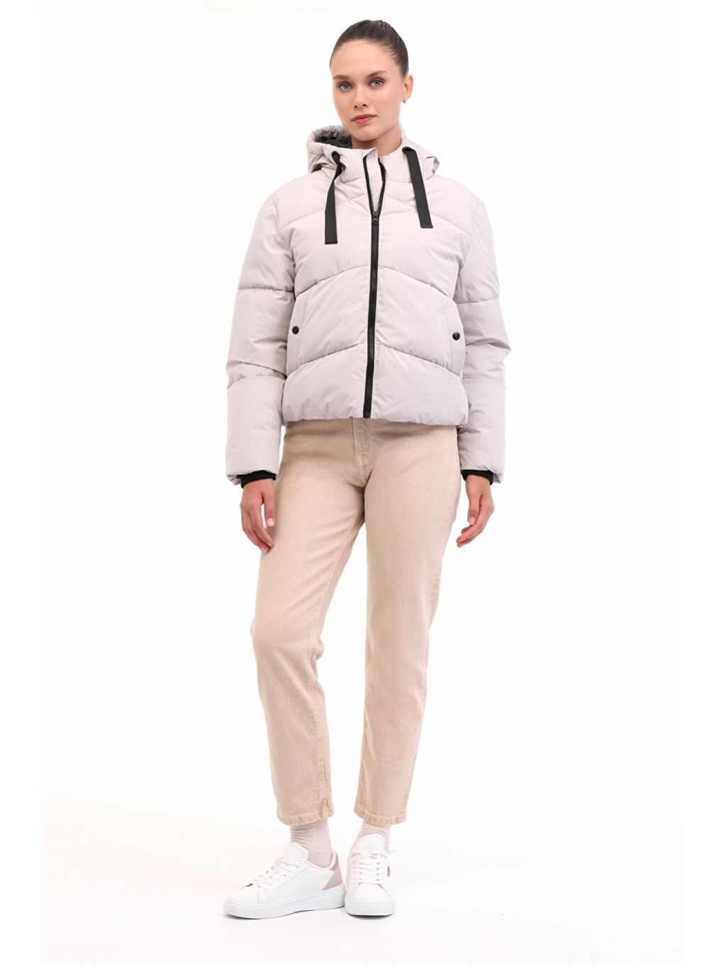 WL 2NORA 5PR Gri Kadın Kısa Kaban-2