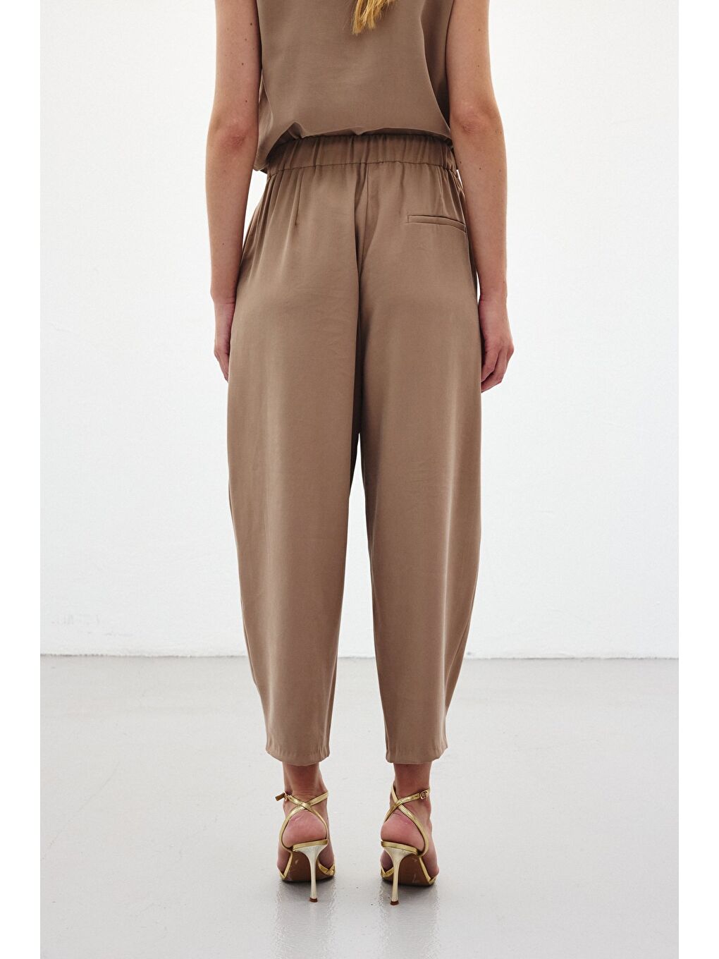 Bej Şalvar Kesim Pantolon - Vizon-7