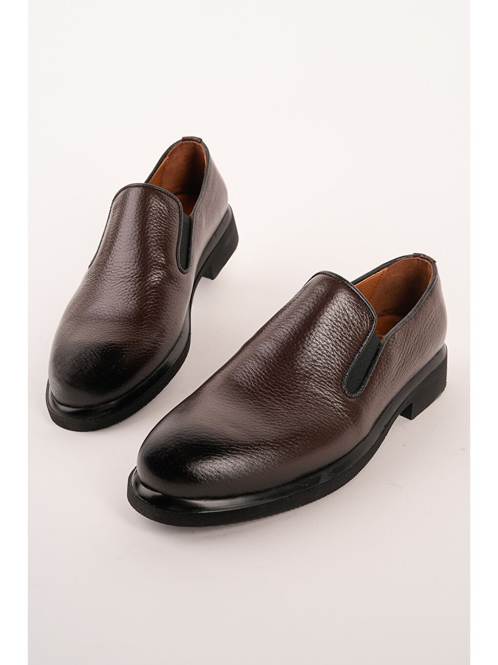 Kahverengi DİMİTROV Hakiki Deri Bağcıksız Erkek Günlük Klasik Casual Ayakkabı-1