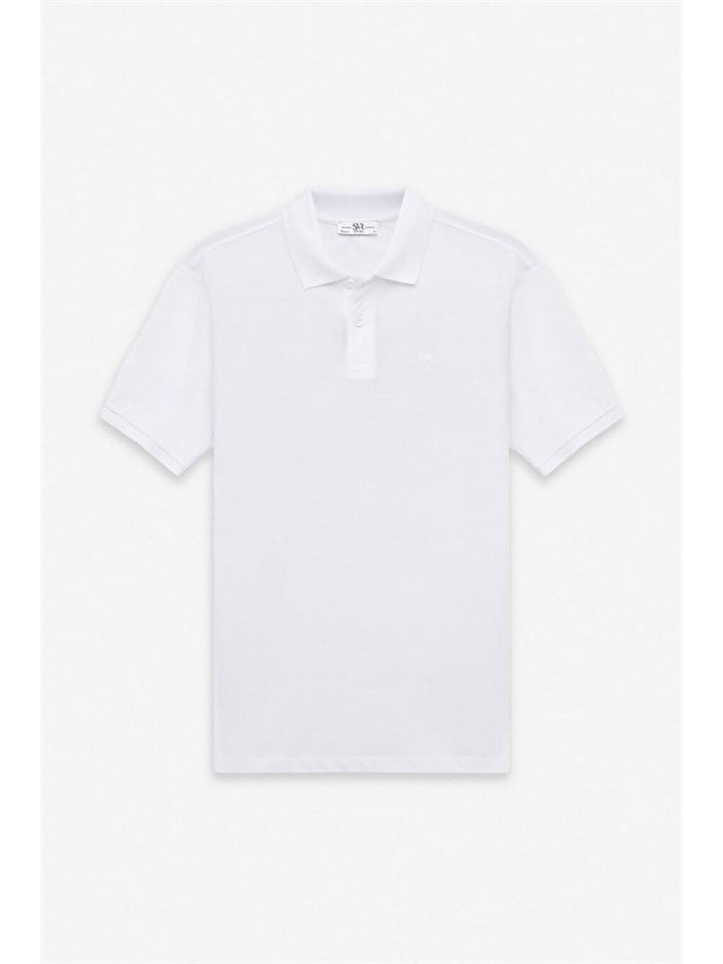 Beyaz Regular Düz Nakışlı Pike Düğmeli Polo Yaka Tişört-5
