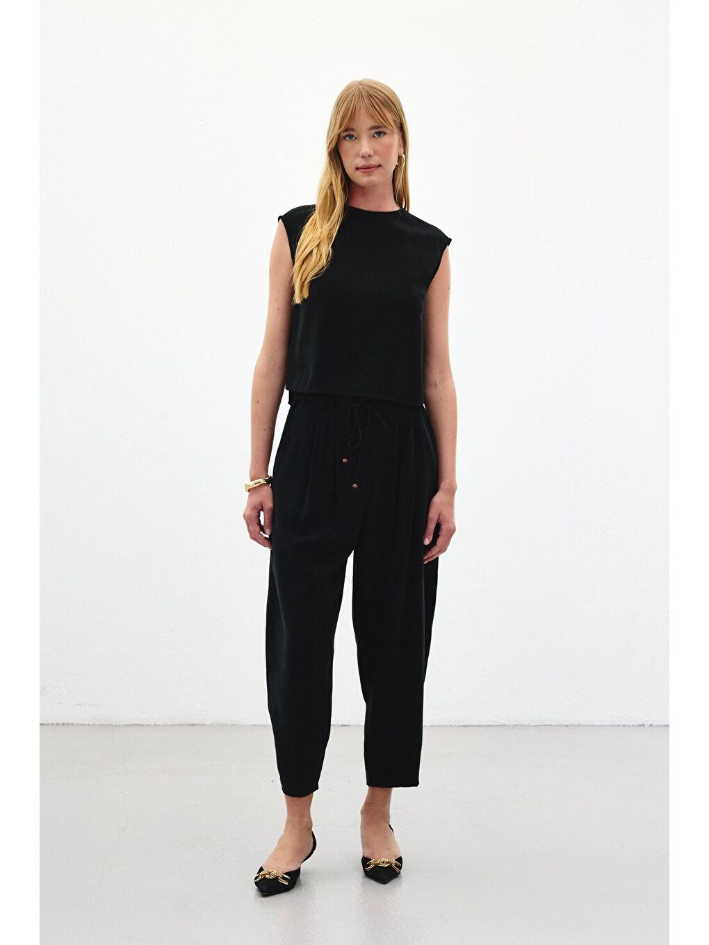 Şalvar Kesim Pantolon - Siyah-1