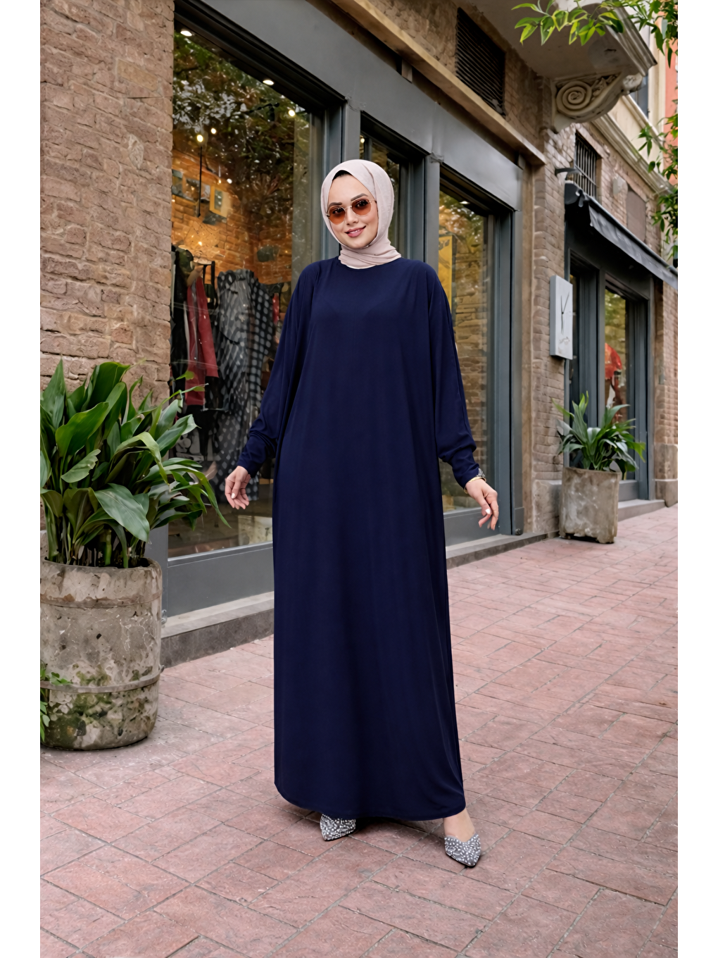 Kadın Premium Comfort Uzun Lacivert  Namaz Elbisesi