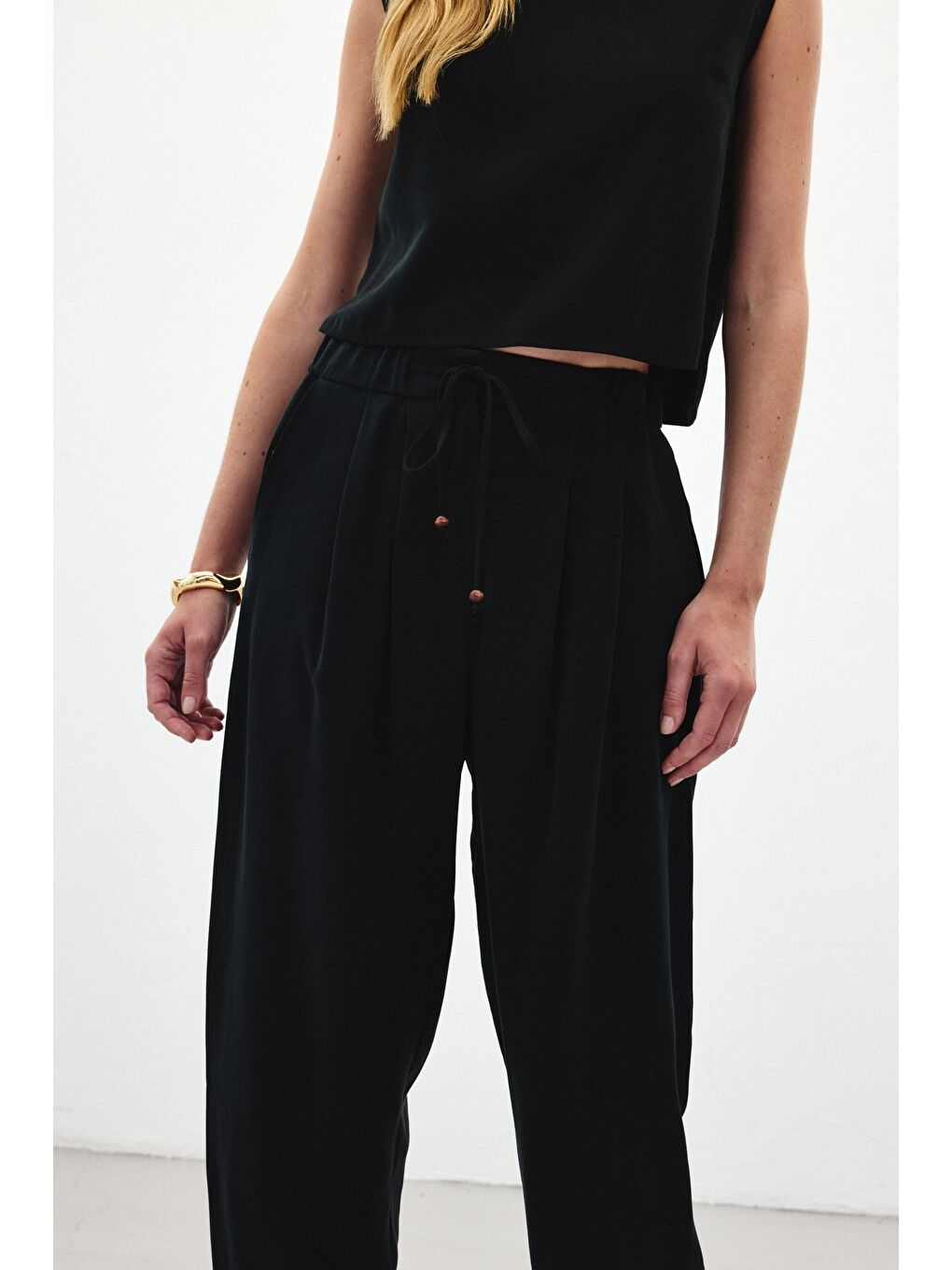 Şalvar Kesim Pantolon - Siyah-3