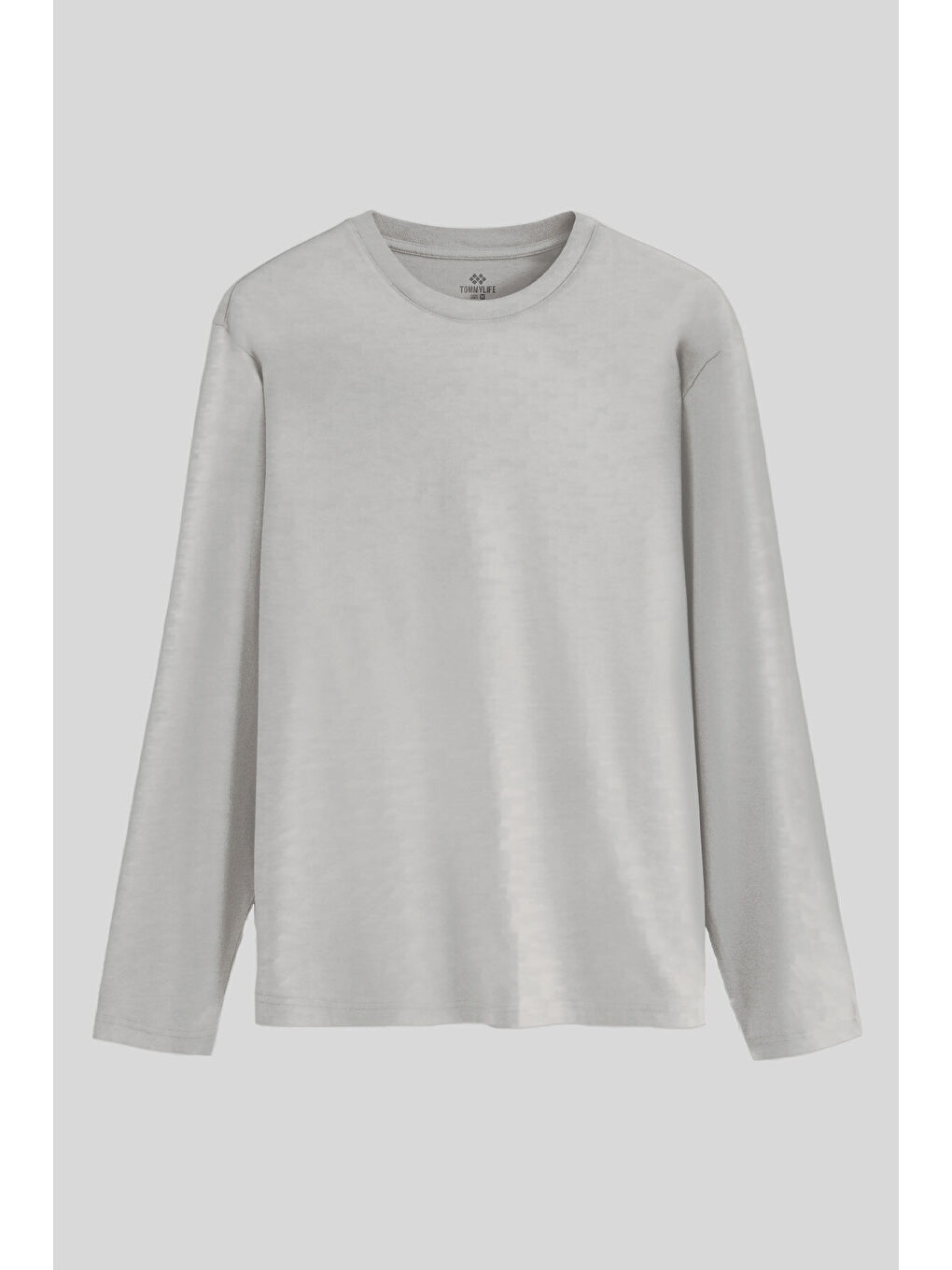 Gri Melanj Standart Fit Basic O Yaka Uzun Kollu İnce Erkek T-Shirt - 87997