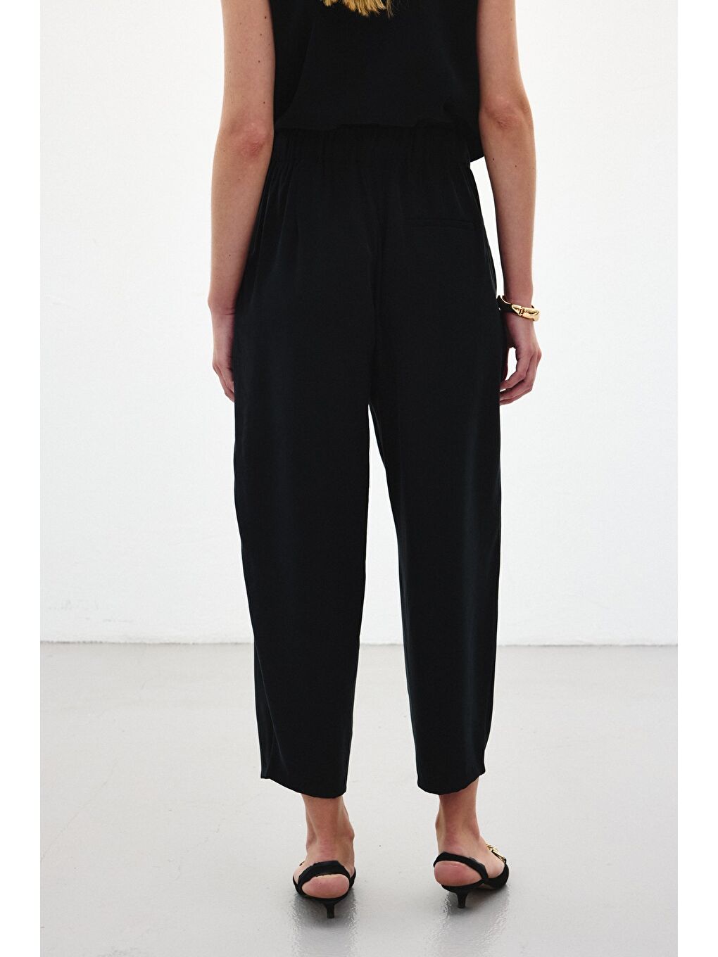 Şalvar Kesim Pantolon - Siyah-5