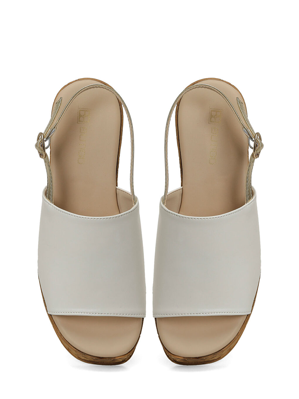 26S-381 Beyaz Kadın Dolgu Topuk Sandalet-3