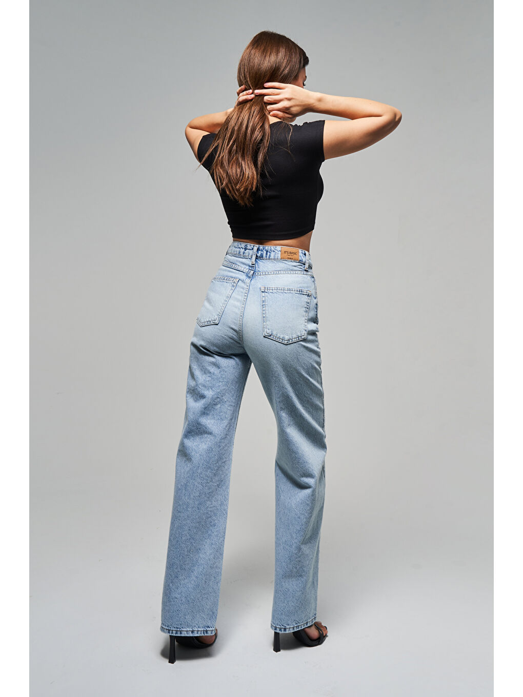 Mavi Kadın Snow Jean Rengi T-4S5-3 Straight Fit Yüksek Bel %100 Pamuk Parlak Taşlı Tasarım Denim-5