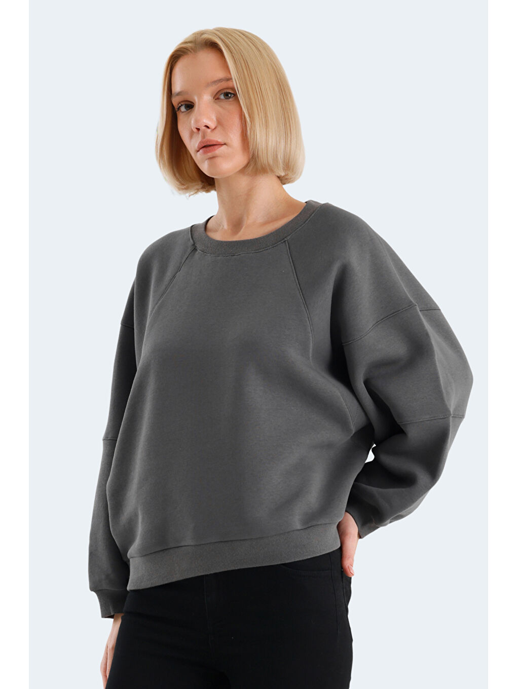 SLAZENGER VIA Kadın Sweatshirt Koyu Gri