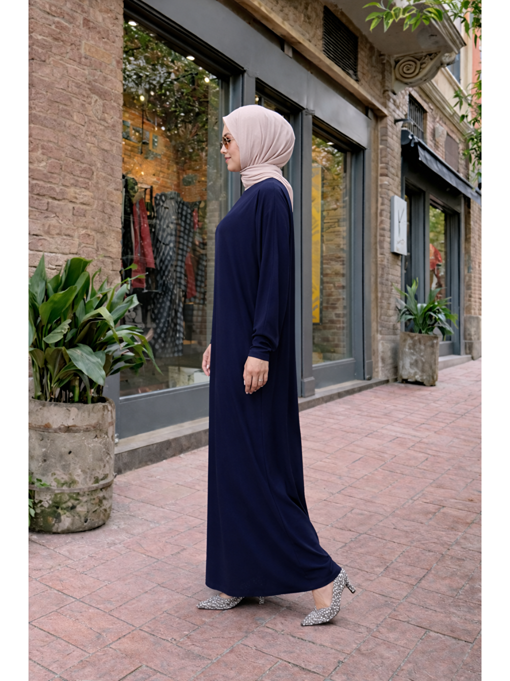 Kadın Premium Comfort Uzun Lacivert  Namaz Elbisesi-2