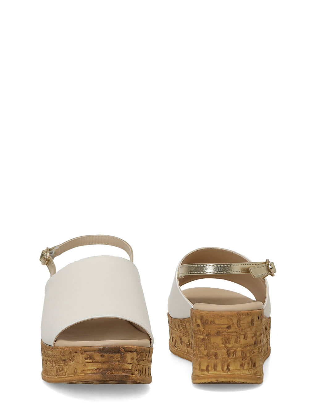 26S-381 Beyaz Kadın Dolgu Topuk Sandalet-4