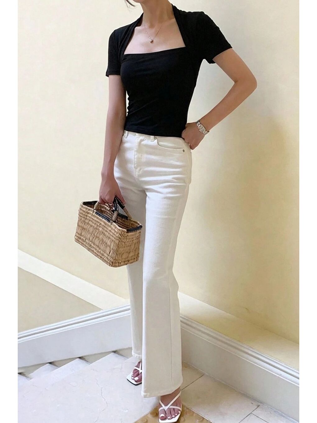 Siyah Kadın Haki Kuğu Yaka Slim Kısa Kollu Fit Crop Bluz-5