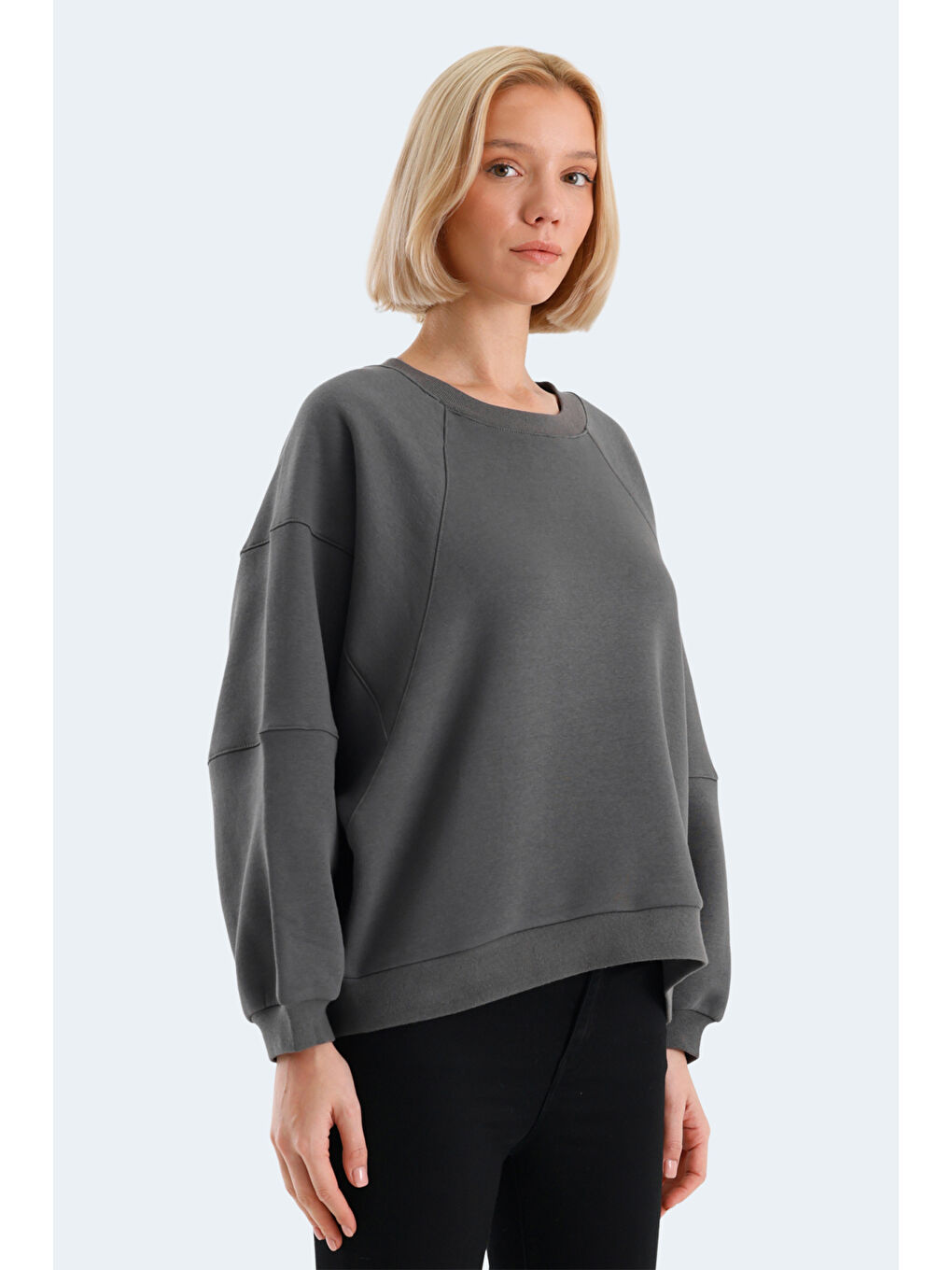 SLAZENGER VIA Kadın Sweatshirt Koyu Gri - 3