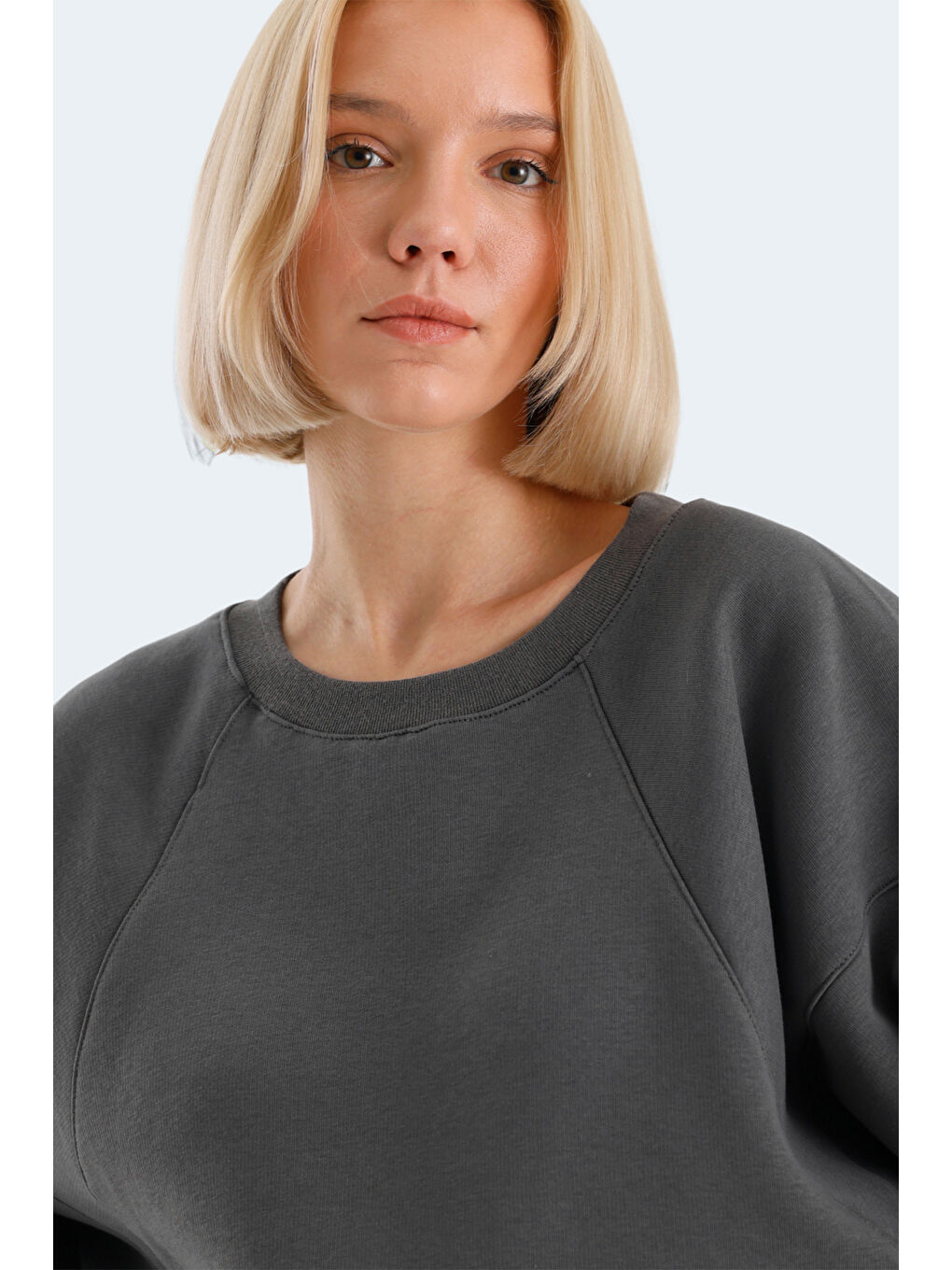 SLAZENGER VIA Kadın Sweatshirt Koyu Gri - 4