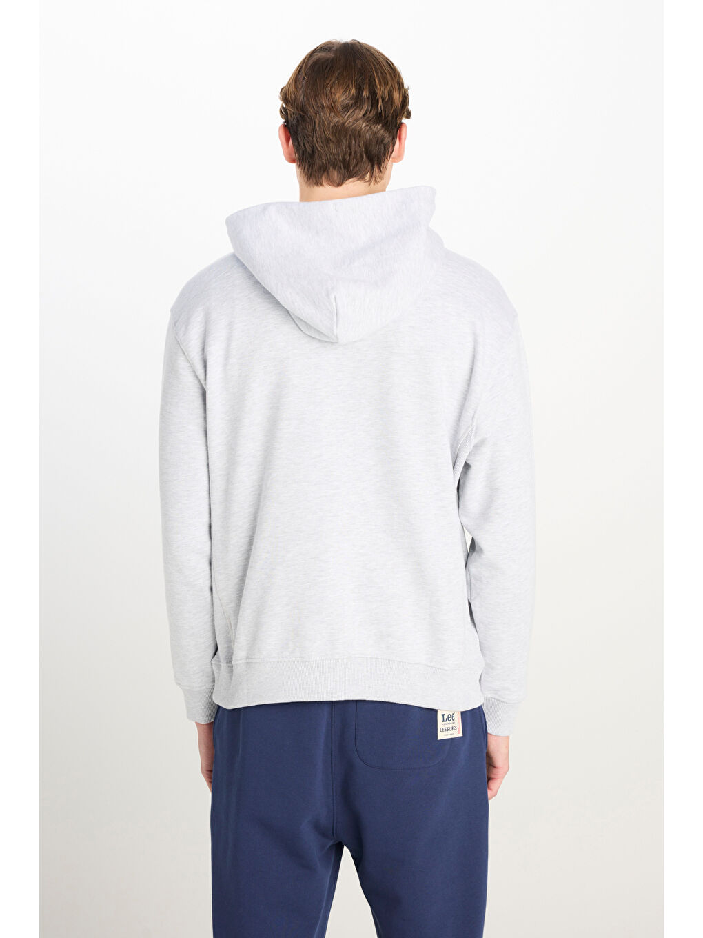 Loose Fit Rahat Kesim Kapüşonlu Gri Melanj Sweatshirt-4