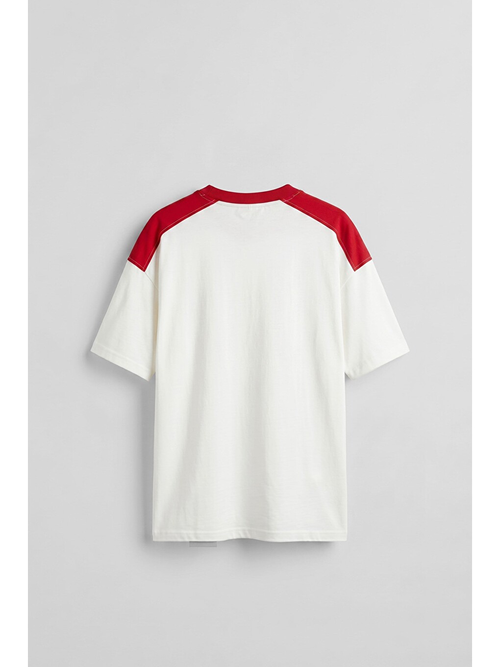 Lila Erkek Oversize Nakışlı Ülke Temalı Forma T-Shirt Ekru/Kırmızı-1