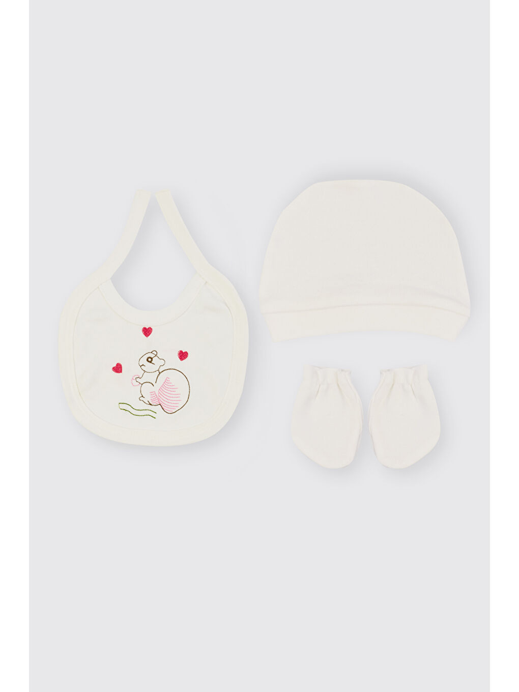 Yenidoğan Tavşan Detaylı Ekru 5'li Hastane Çıkış Seti-2