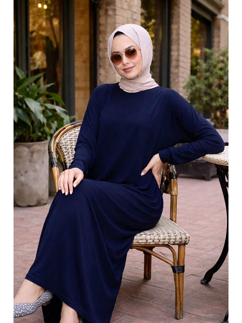 Kadın Premium Comfort Uzun Lacivert  Namaz Elbisesi-4