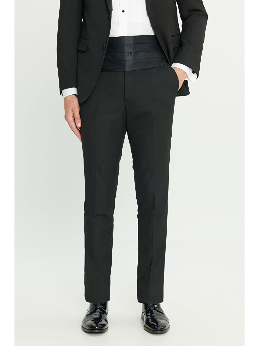 Erkek Siyah Slim Fit Dar Kesim Çıkma Şal Yaka Kapak Cepli Esnek Damatlık Smokin Takımı-4