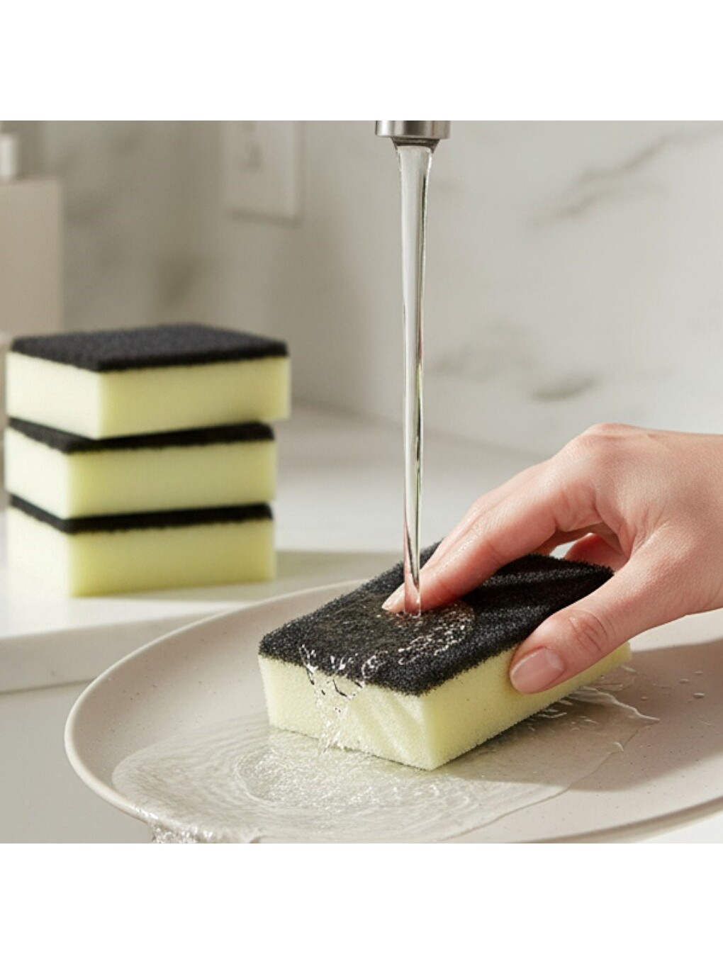 Klasir Ekonomik 9 X 7 Cm Sarı Siyah Düz Bulaşık Süngeri-3