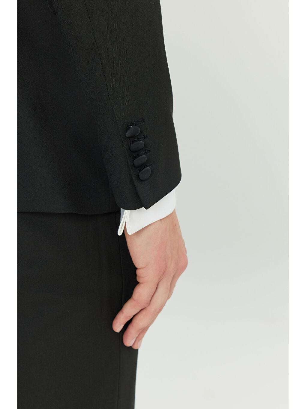 Erkek Siyah Slim Fit Dar Kesim Çıkma Şal Yaka Kapak Cepli Esnek Damatlık Smokin Takımı-5