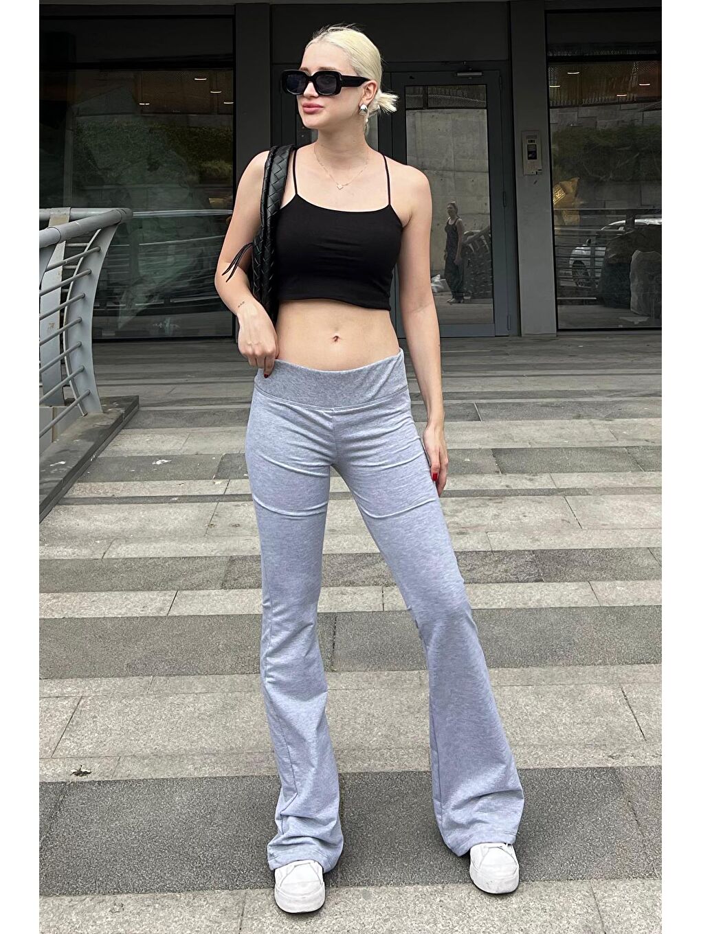 Grimelanj Beli Fitilli Yüksek Bel İspanyol Paça Pantolon Mg2096