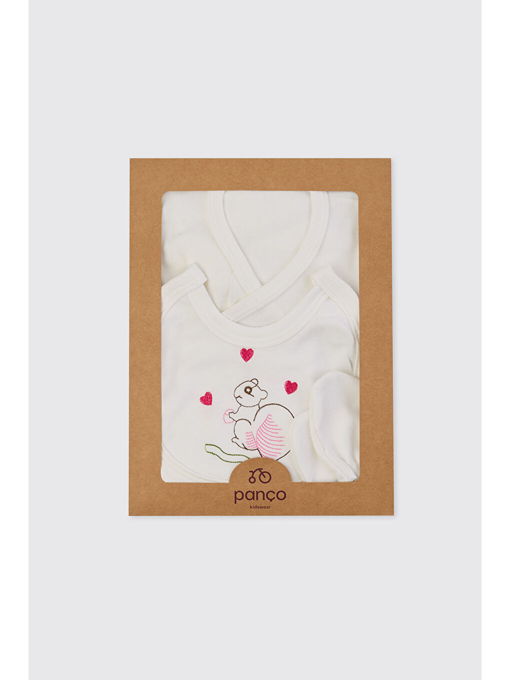 Yenidoğan Tavşan Detaylı Ekru 5'li Hastane Çıkış Seti-8