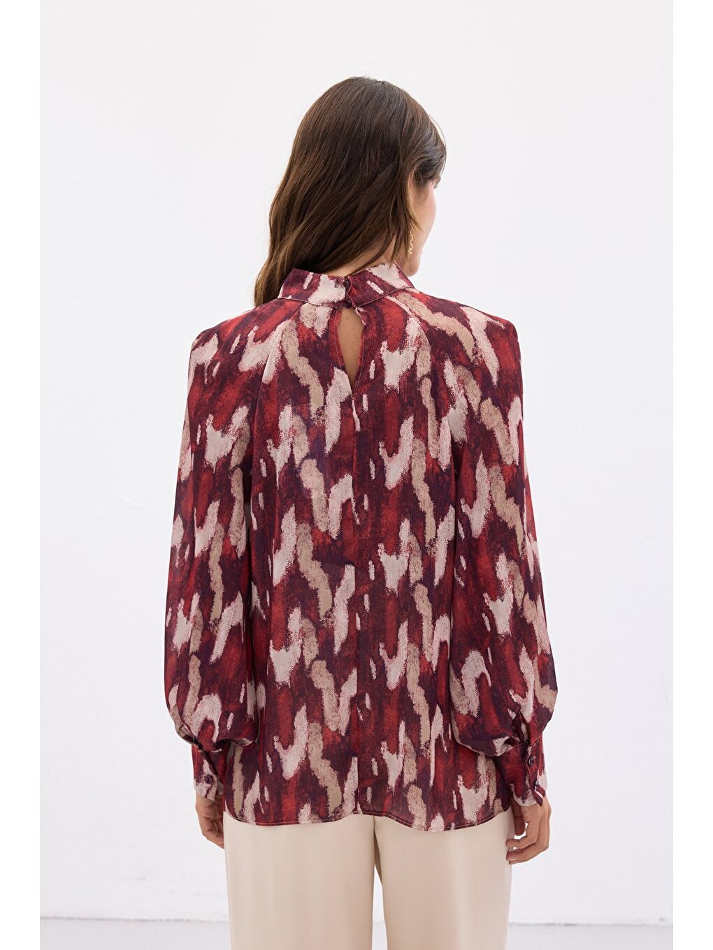 Desenli Salaş Bluz - Bordo-7