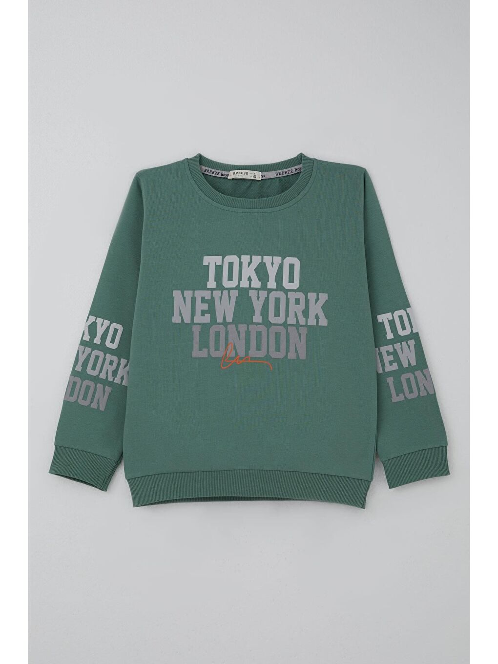 Erkek Çocuk Eşofman Takımı Şehir Konseptli Pantolonu Yan Cep Detaylı Mint Yeşili (4-9 Yaş)-1