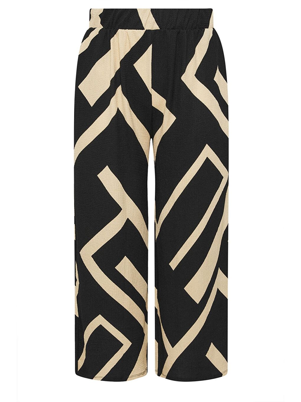 Siyah Büyük Beden Beli Lastikli Bol Paça Cepli Pantolon 310141-5