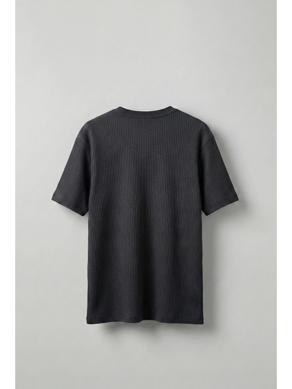 Erkek Fitilli Yıkamalı Renk Geçişli Oversize T-Shirt Siyah Beyaz-1