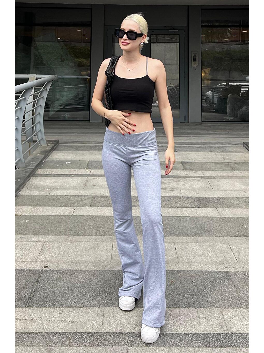 Grimelanj Beli Fitilli Yüksek Bel İspanyol Paça Pantolon Mg2096-3