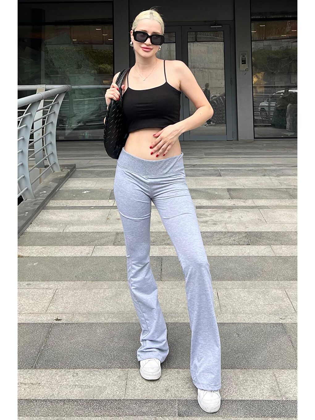 Grimelanj Beli Fitilli Yüksek Bel İspanyol Paça Pantolon Mg2096-4