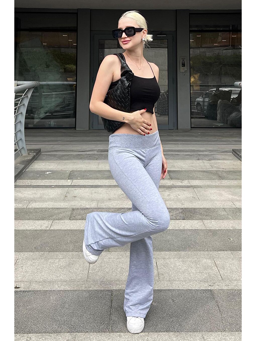 Grimelanj Beli Fitilli Yüksek Bel İspanyol Paça Pantolon Mg2096-5