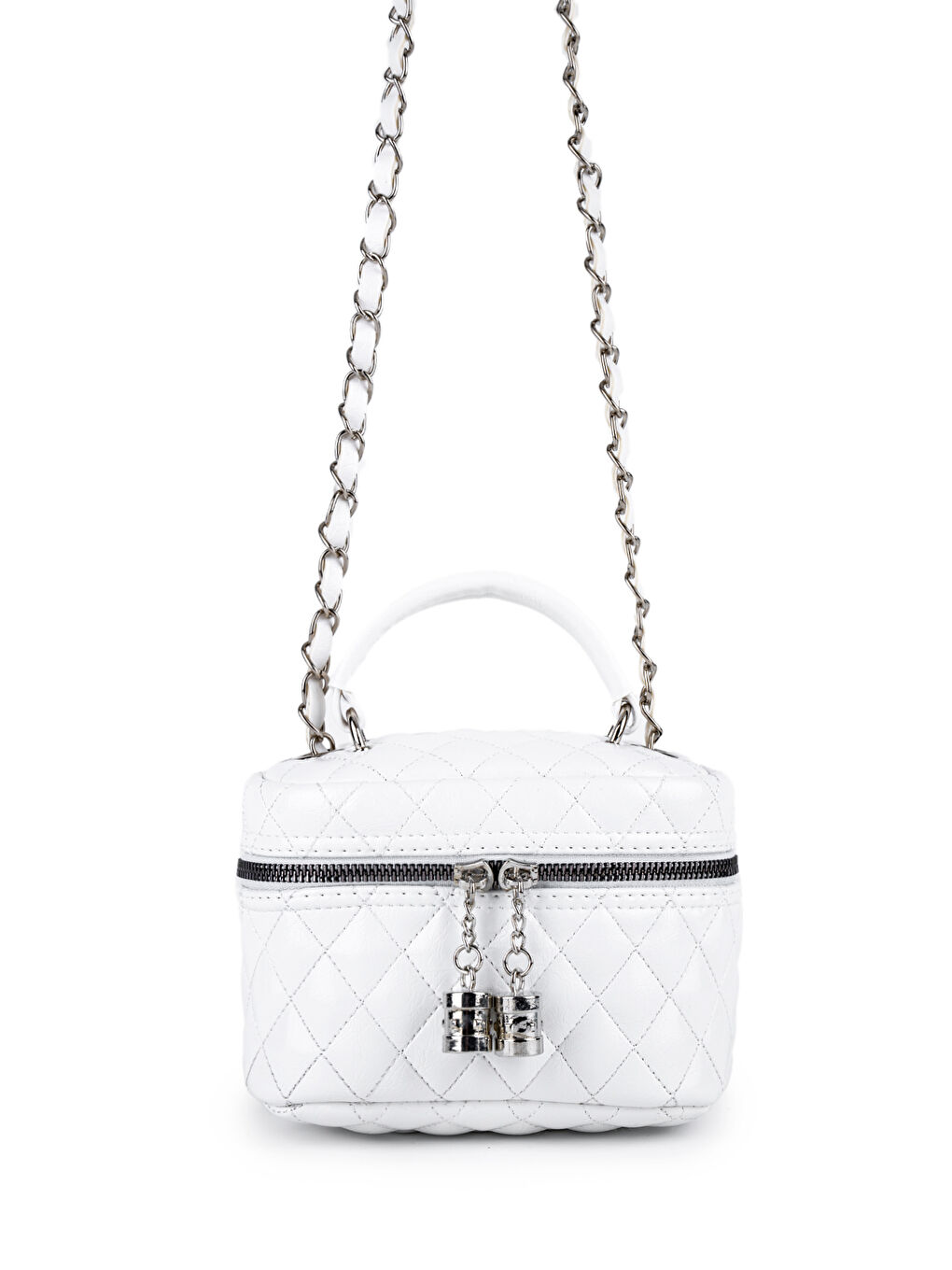 Gri Suni Deri Almira Kadın Çapraz Çanta Beyaz-1