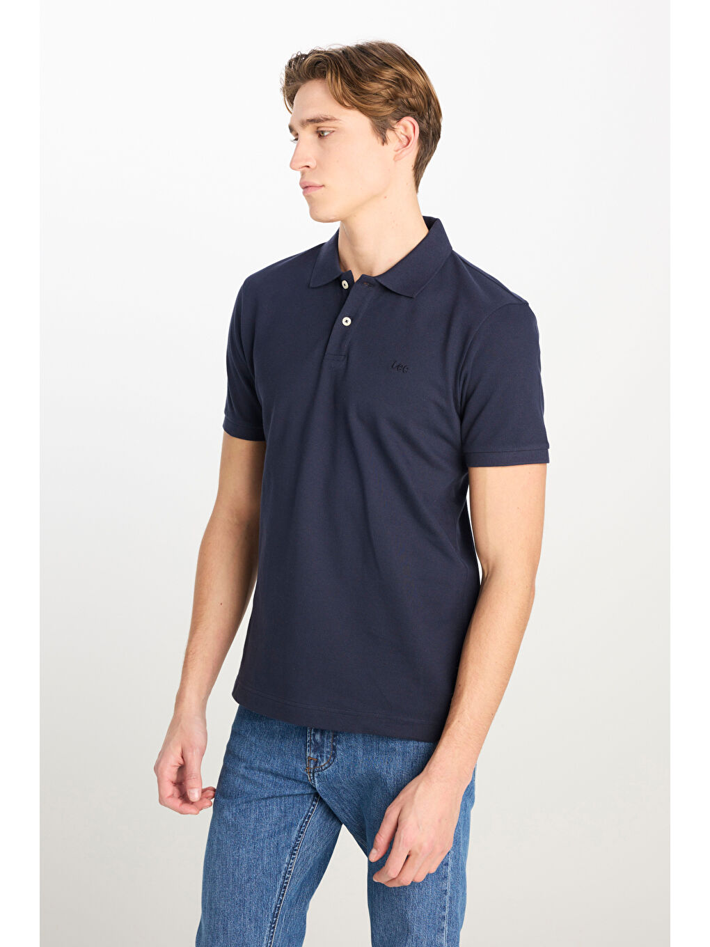 %100 Pamuk Regular Fit Normal Kesim Lacivert Polo Yaka Tişört-1