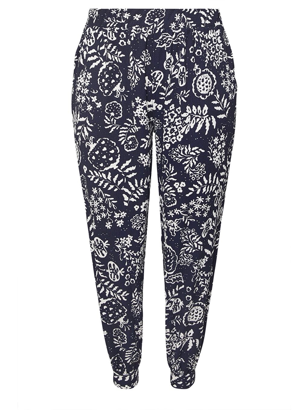 Lacivert Büyük Beden Havuç Kesim Baskılı Cepli Pantolon 3042569-4