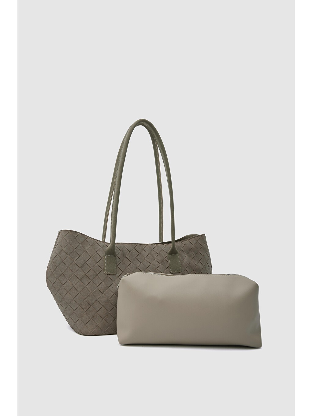 Bej Veneta Süet Shopper Omuz Çantası Vizon-2