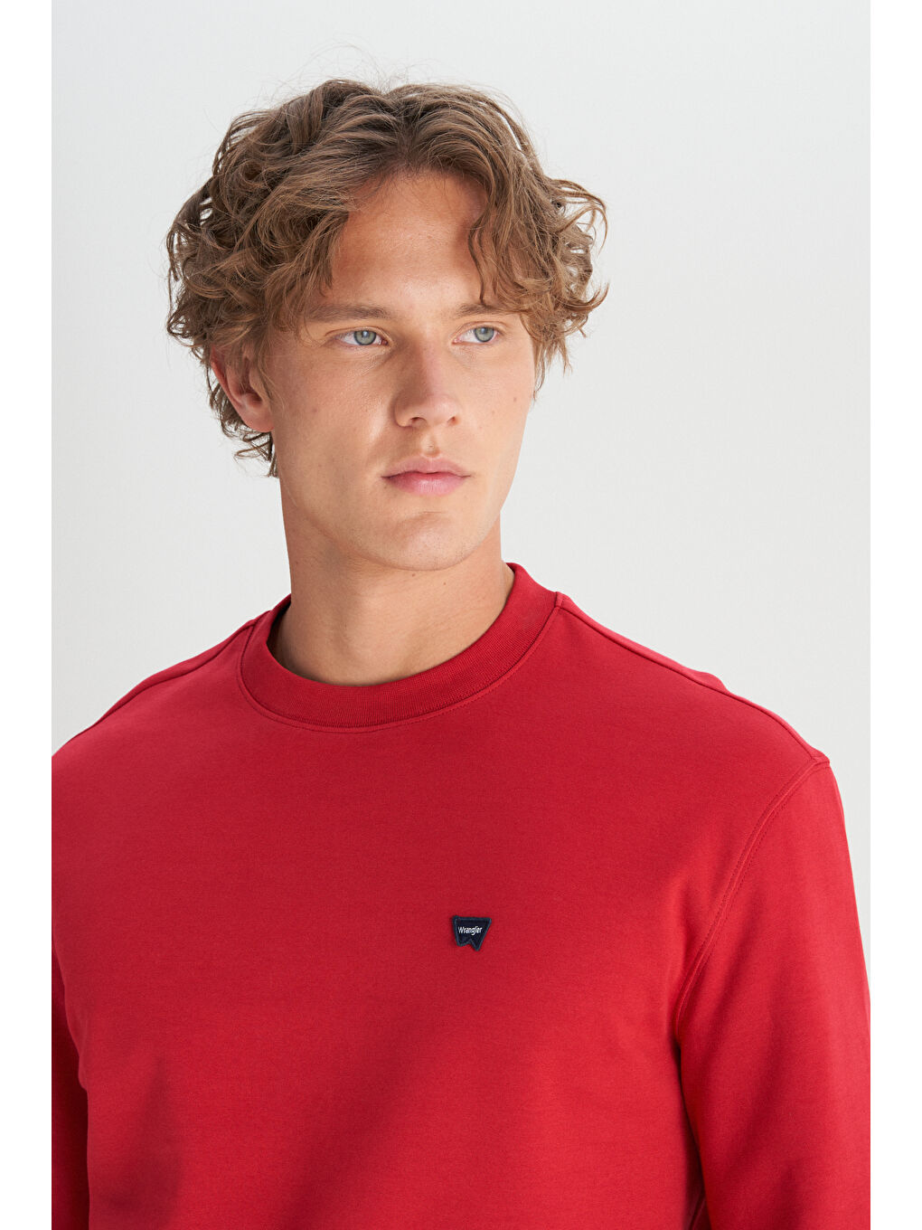 Kırmızı Pamuklu Regular Fit Normal Kesim Bisiklet Yaka Logo Detaylı Sweatshirt-3