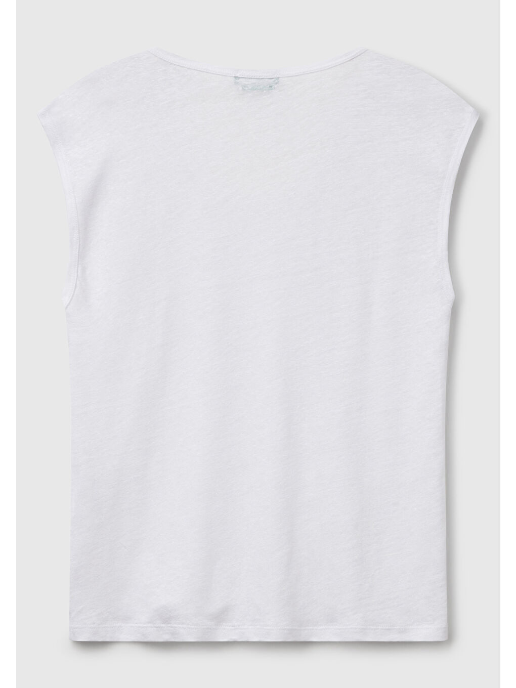 Kadın Beyaz %100 Keten Yanları Yırtmaçlı Relax Fit Yuvarlak Yaka T-Shirt-3