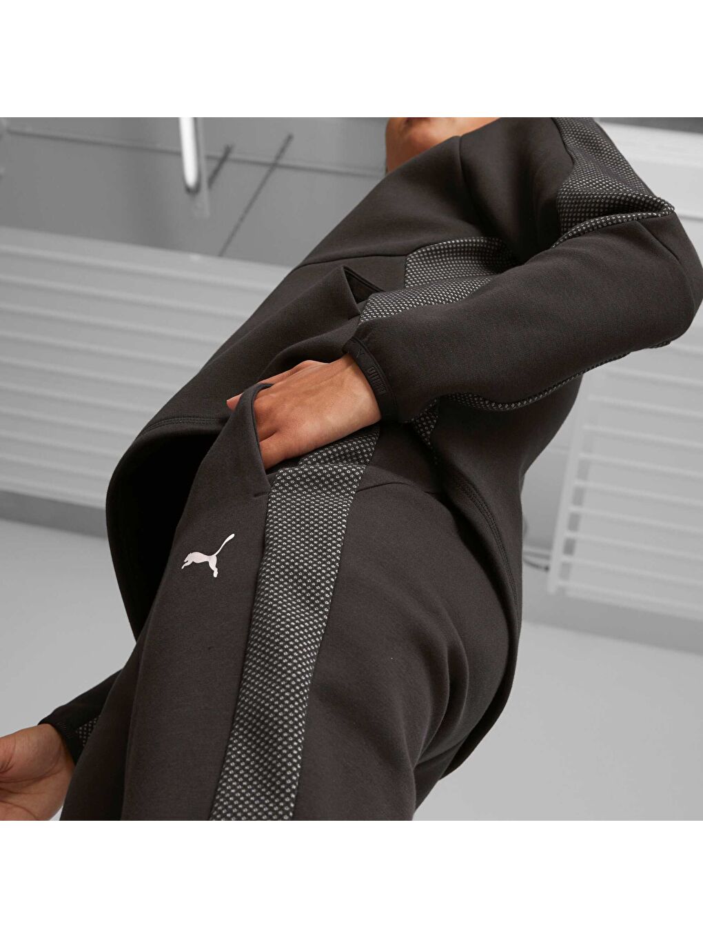 Siyah EVOSTRIPE Kadın Yüksek Bel Eşofman Altı-1