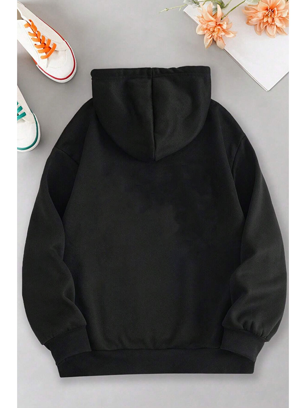 Siyah Monday Baskılı Pamuklu Oversize Sweatshirt-1