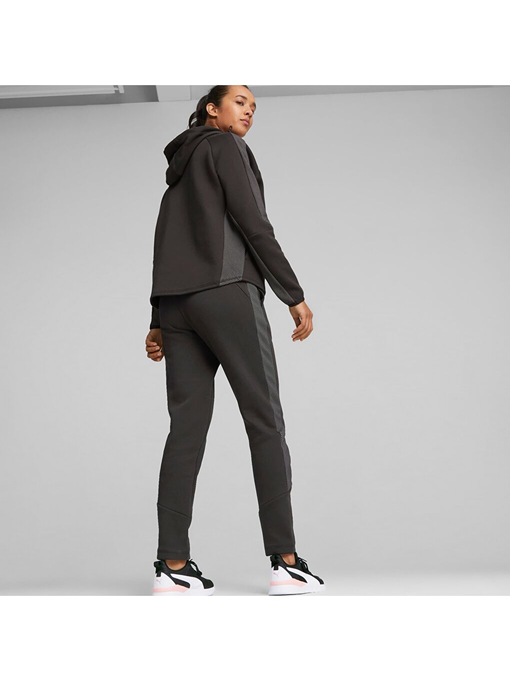 Siyah EVOSTRIPE Kadın Yüksek Bel Eşofman Altı-2