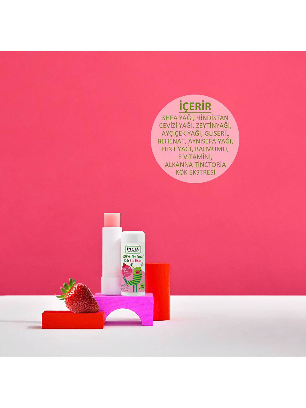 %100 Doğal Kids Dudak Besleyici Çilek Bitkisel Nemlendirici Dudak Bakım Kremi 6 G-2