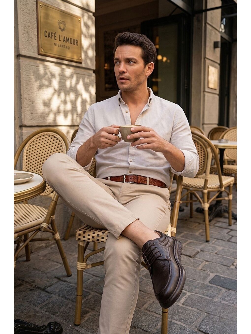 Kahverengi DASH Hakiki Deri Bağcıklı Kalın Taban Erkek Günlük Klasik Casual Ayakkabı-6