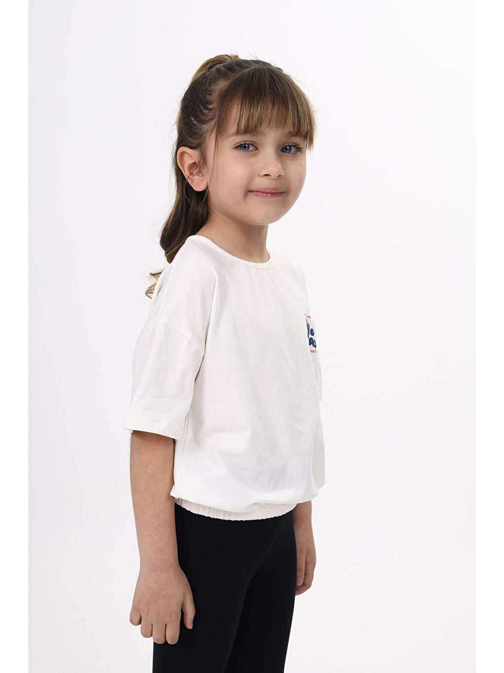 Ekru Kız Çocuk Baskılı Tişört-2