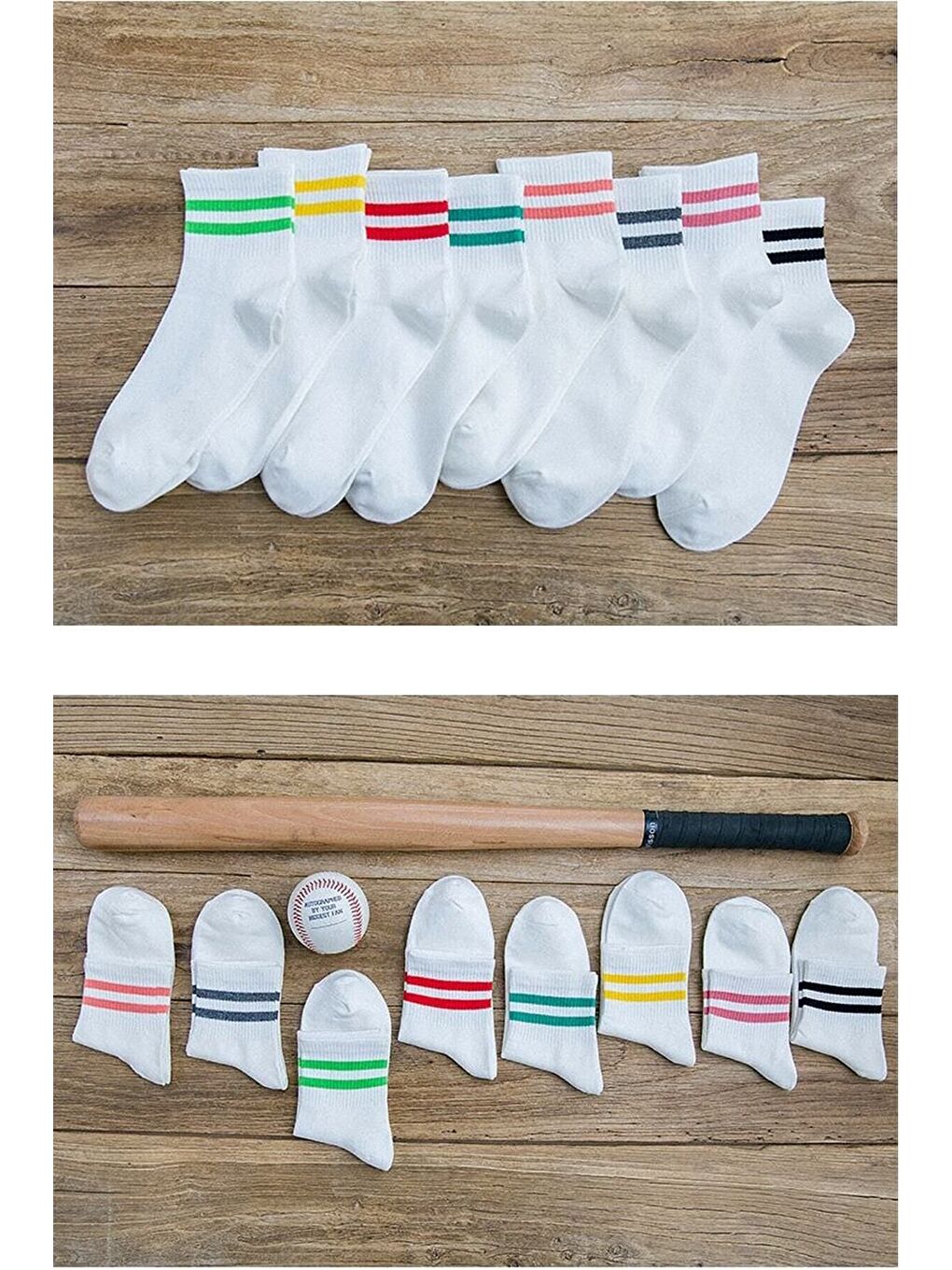Karışık Unisex Beyaz Pamuk Ekonomik Desenli Tenis Çorap  8 Çift