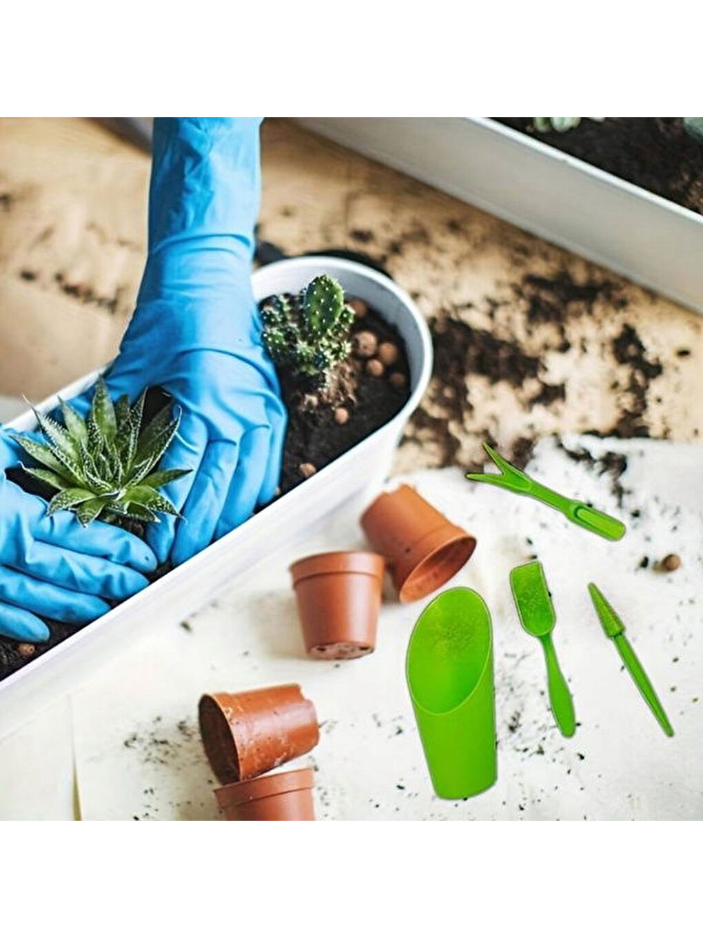 4 Parça Kaktüs Dikim Seti - Yeşil