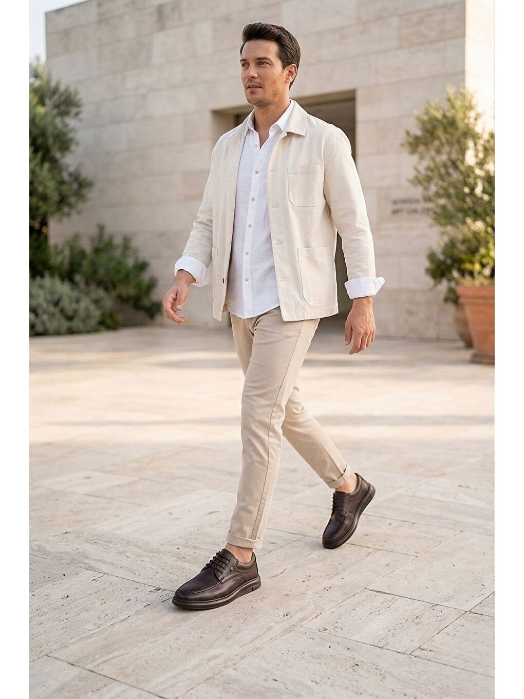 Kahverengi DASH Hakiki Deri Bağcıklı Kalın Taban Erkek Günlük Klasik Casual Ayakkabı-7