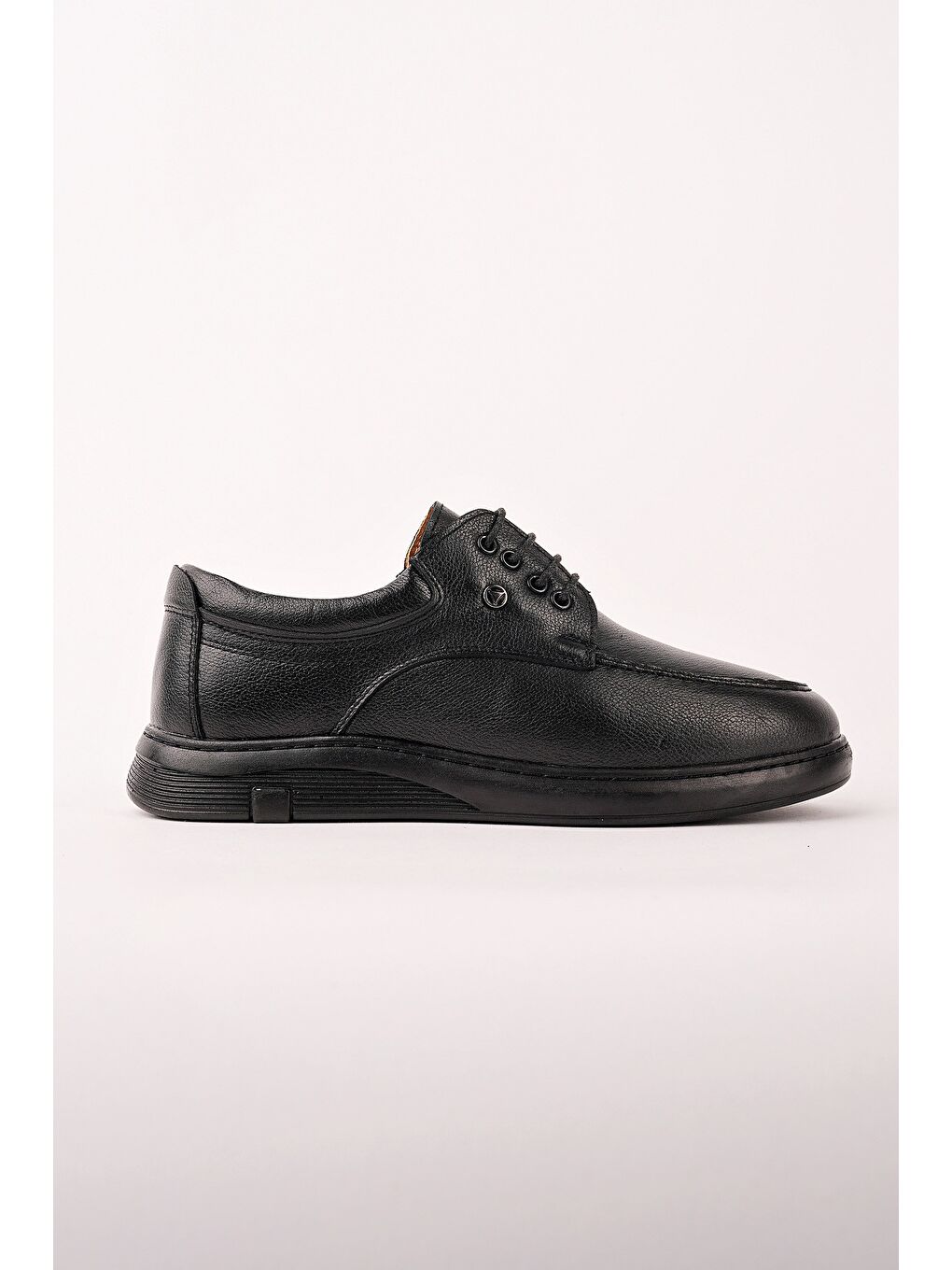 Siyah DASH Hakiki Deri Bağcıklı Kalın Taban Erkek Günlük Klasik Casual Ayakkabı-4